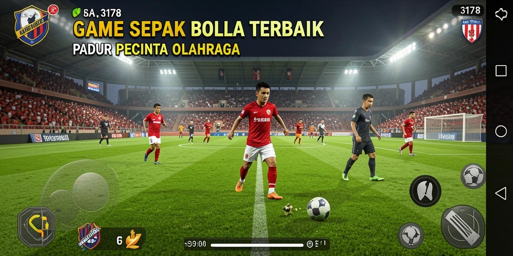 Tampilan gameplay menegangkan dari pertandingan sepak bola di 3178.
