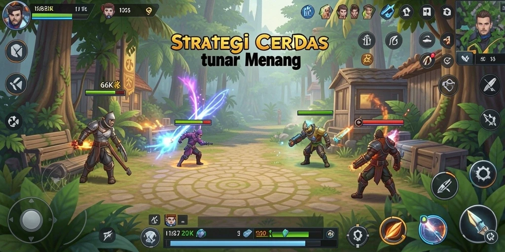 Screenshot gameplay menampilkan strategi mendebarkan dalam 66K.