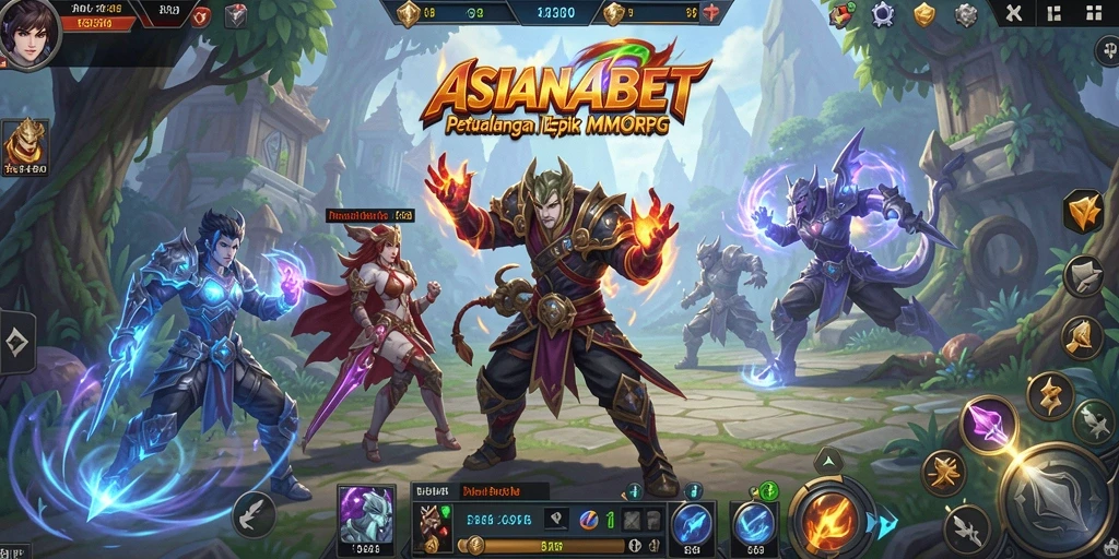 Screenshot gameplay ASIANABET dengan pertarungan epik dan karakter yang beragam.