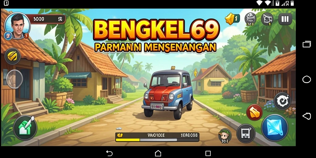 Tangkapan layar gameplay BENGKEL69 menunjukkan keseruan bermain dengan teman.