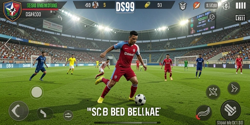 Gameplay intens DS99 dalam aksi sepak bola.