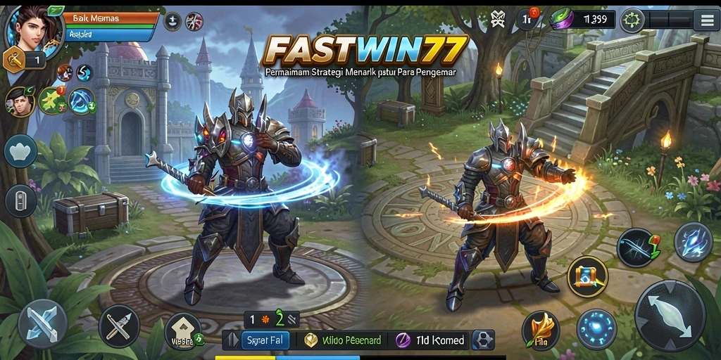 Tangkapan layar utama menunjukkan aksi strategis dalam FASTWIN77.