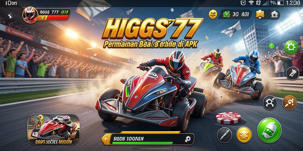 Tampilan menegangkan dari gameplay HIGGS777 dalam balapan seru.