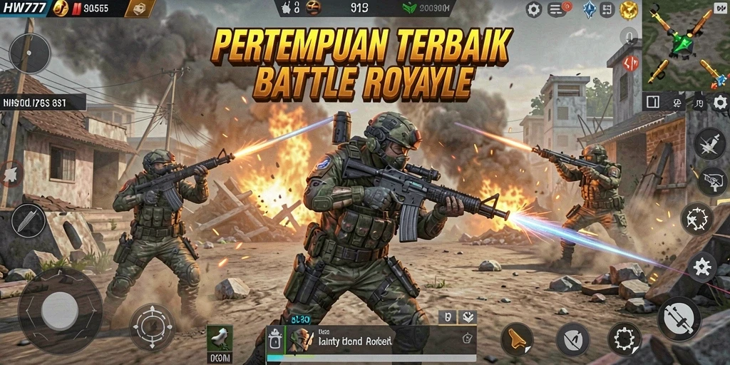 Gameplay mendebarkan HW777 dalam pertempuran Battle Royale.
