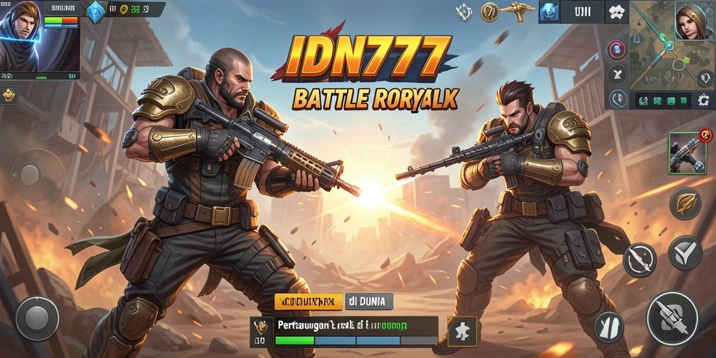 Screenshot gameplay IDN777 menampilkan momen seru pertempuran Battle Royale.