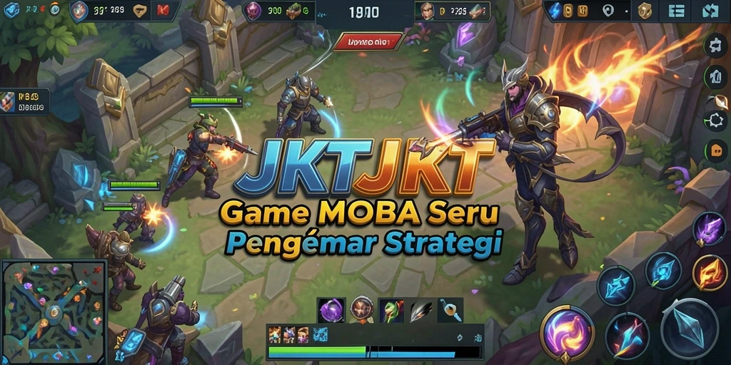 Screenshot gameplay JKTJKT dengan aksi MOBA seru.