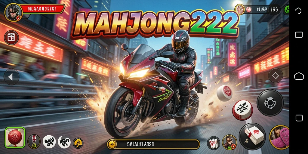 Tampilan gameplay menegangkan di MAHJONG222 dengan motor cepat dan trek yang beragam.