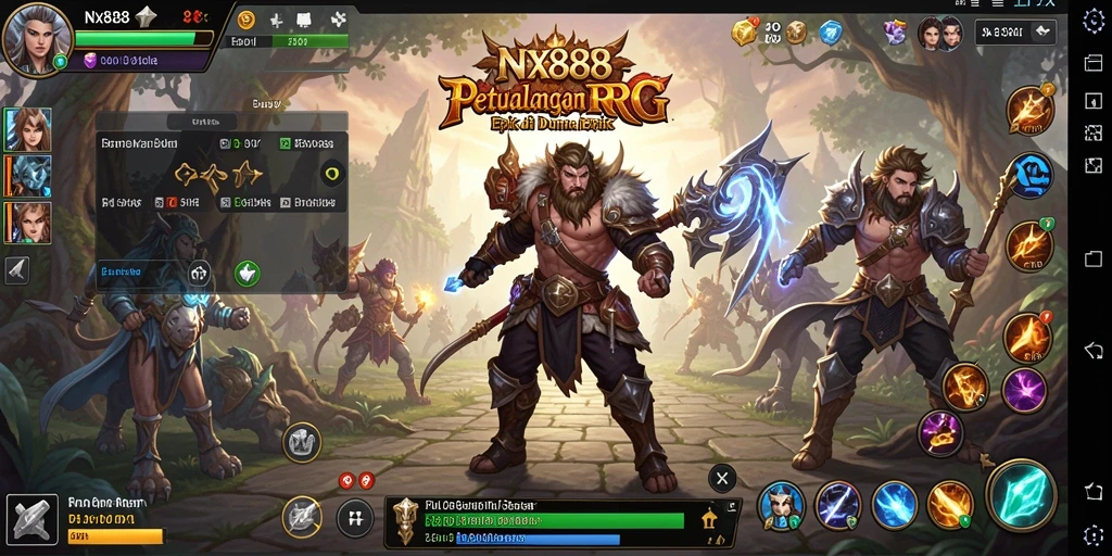 Tangkapan layar gameplay <strong>NX888</strong> menampilkan pertempuran epik di dunia RPG.