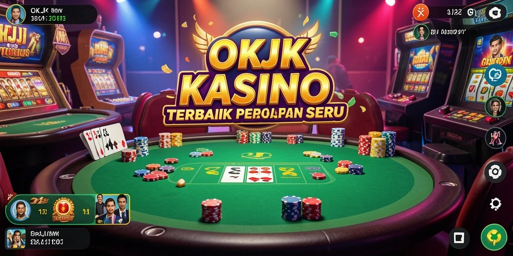 Tampilan gameplay seru di OKJK dengan dealer profesional dan suasana kasino nyata.