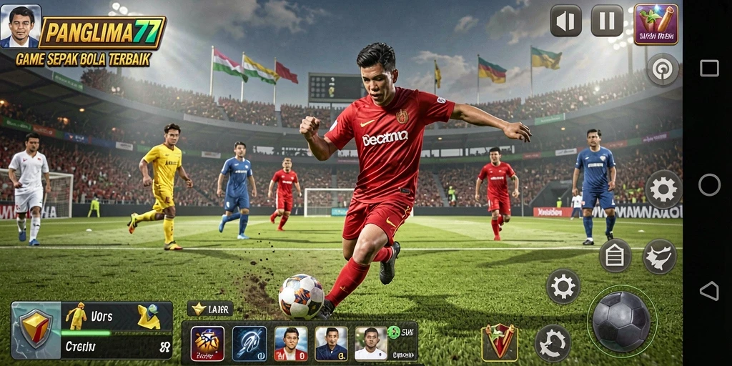 Gameplay seru dan menegangkan dalam game sepak bola.