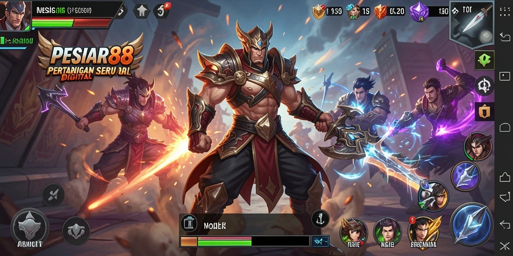 Tampilan gameplay PESIAR88 saat pertarungan berlangsung.