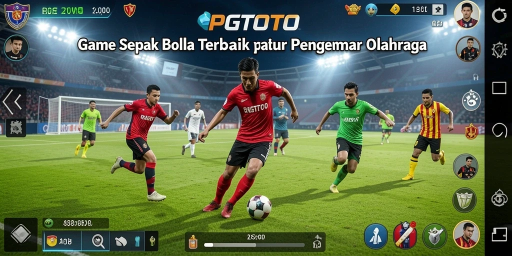 Screenshot utama PGTOTO menampilkan aksi seru di lapangan sepak bola.