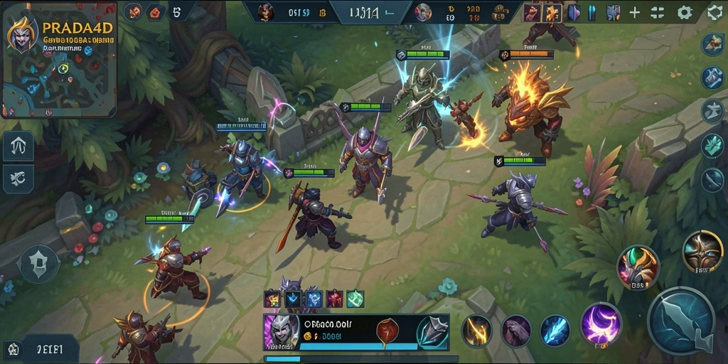 Gameplay seru dalam PRADA4D yang menghadirkan pertarungan MOBA mendebarkan.