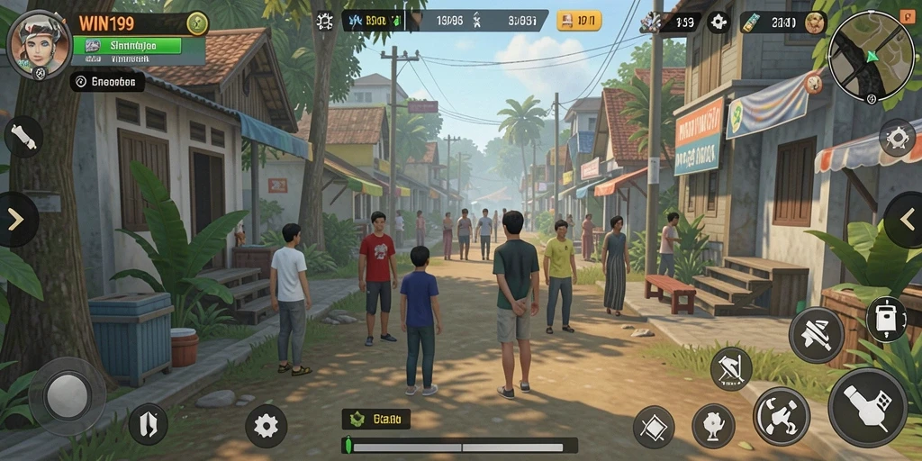 Screenshot gameplay WIN199 menampilkan karakter dan lingkungan virtual yang kaya.
